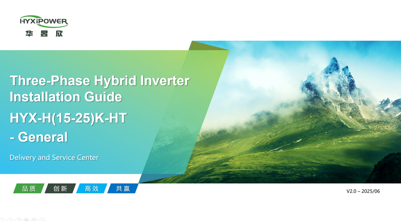 Three-Phase Hybrid Inverter Installation Guide HYX-H(15-25)K-HT -General